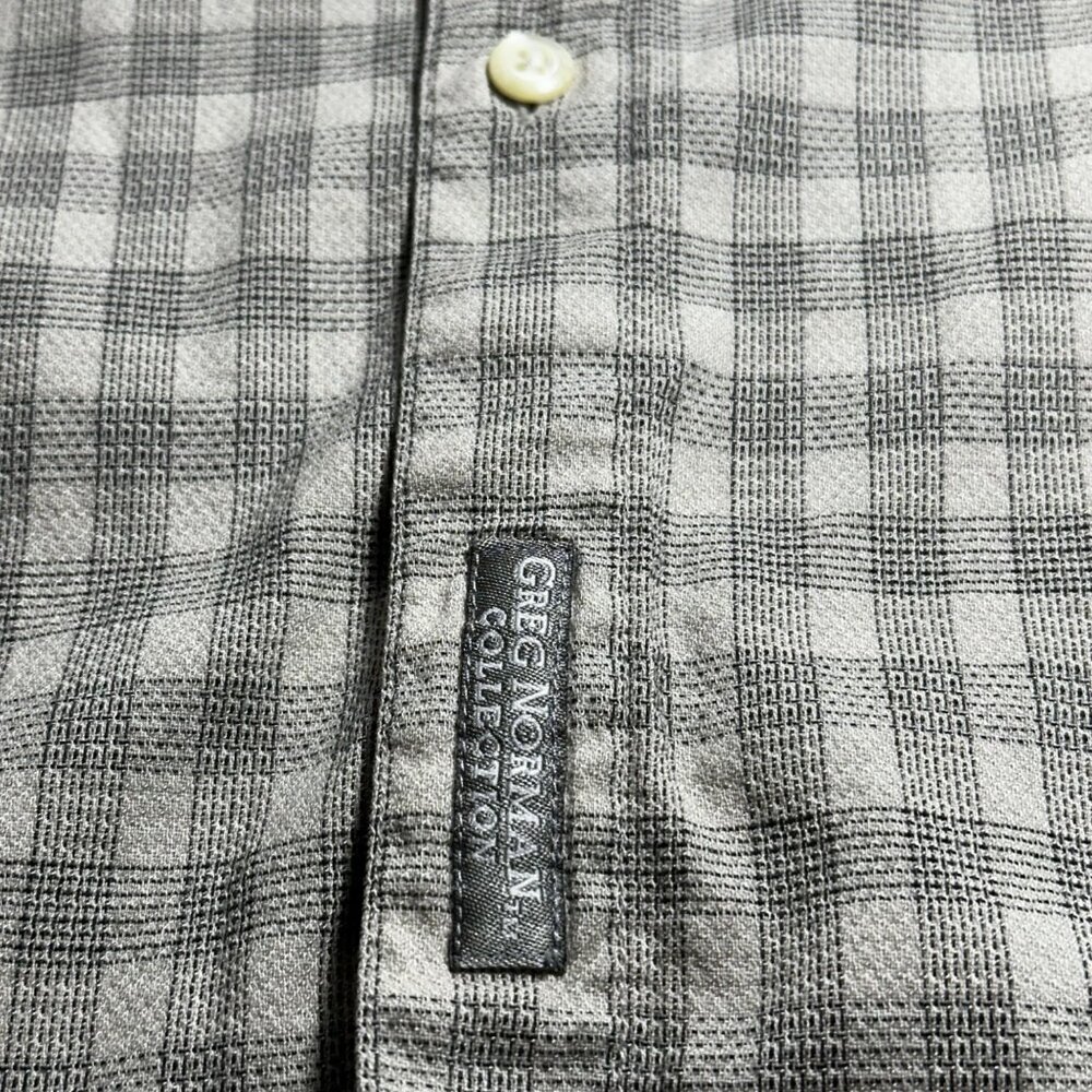 Greg Norman Collection Mens Grey Plaid Long Sleeve Shirt Large Cotton Blend - Picture 6 of 12